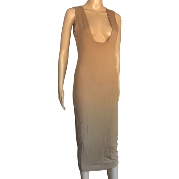 NWT Misguided Camel Mid Calf Bodycon Sleeveless Tank Dress size 6 - Picture 1 of 5